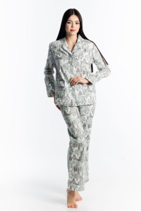 Пижама женская фланелевая с длинным рукавом, рис. Город
