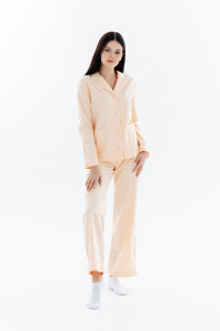 Пижама женская сатин (жакет+брюки), цв. Кремовый