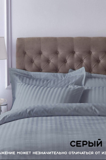 КПБ Страйп - сатин Серый лед