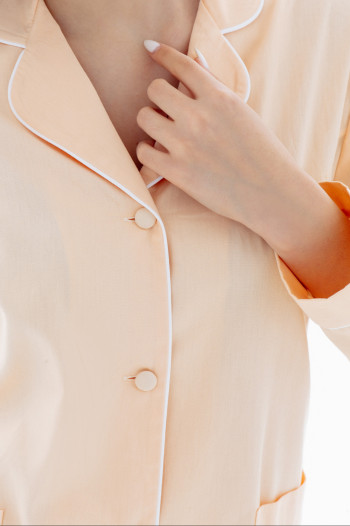 Пижама женская сатин (жакет+брюки), цв. Персиковый