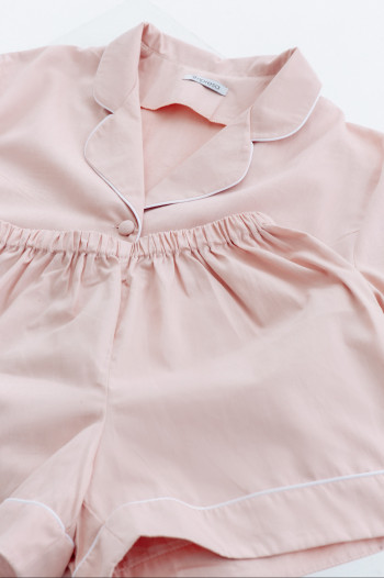 Пижама женская сатин (жакет+шорты), цв. Нежно-розовый